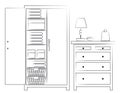 Sketch of wardrobe and chest of drawers Royalty Free Stock Photo