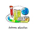 Sketch watercolor icon design distance education