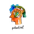 Sketch watercolor icon of potential, distance education