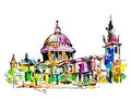 Sketch watercolor painting of London top view Royalty Free Stock Photo