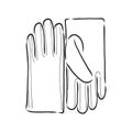 Sketch of winter gloves, vector illustration isoltaed on white background, pair of gloves, gloves, vector sketch illustration