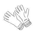 Sketch of winter gloves, vector illustration isoltaed on white background, pair of gloves, gloves, vector sketch illustration