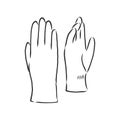 Sketch of winter gloves, vector illustration isoltaed on white background, pair of gloves, gloves, vector sketch illustration