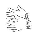 Sketch of winter gloves, vector illustration isoltaed on white background, pair of gloves, gloves, vector sketch illustration