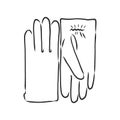 Sketch of winter gloves, vector illustration isoltaed on white background, pair of gloves, gloves, vector sketch illustration