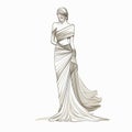 Elegant Hand Drawn Illustration Of A Young Lady In Luxurious Drapery