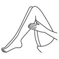 A sketch with Woman massaging her feet