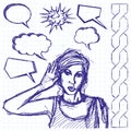 Sketch Woman Overhearing Something Royalty Free Stock Photo