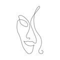 Sketch of a woman`s face drawn by hand in a continuous line. Vector illustration. Royalty Free Stock Photo