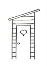 Sketch of the wooden latrine