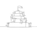 Sketch of working little people with piramide. Royalty Free Stock Photo