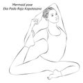 Sketch of yoga pose Eka Pada Raja Kapotasana.