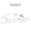 Sketch of yoga pose Janu Shirshasana C.