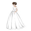 Sketch of young bride model in wedding dress