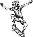 sketch of young skater doing a jump