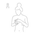 Young woman doing breast self-examination. Vector illustration Royalty Free Stock Photo