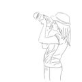 Sketch of young woman taking photos with photo camera Royalty Free Stock Photo