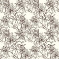 Sketch zentangle vector seamless floral pattern