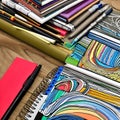 331 Sketchbook Doodles: An artistic and playful background featuring hand-drawn sketchbook doodles in a variety of colors and pl