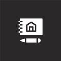 sketchbook icon. Filled sketchbook icon for website design and mobile, app development. sketchbook icon from filled architecture
