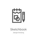 sketchbook icon vector from design thinking collection. Thin line sketchbook outline icon vector illustration. Outline, thin line