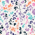 Sketched abstract flowers and leaves - seamless background