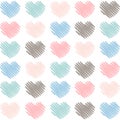 Sketched artistic hearts in soft colors background Royalty Free Stock Photo