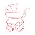 Sketched baby stroller buggy.