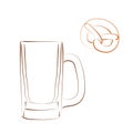 Sketched beer mug and bretzel.