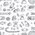 Sketched Candy Set, Engraved Doodle Design Elements Collection Royalty Free Stock Photo