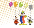Sketched Clowm and Children with Ballons Royalty Free Stock Photo