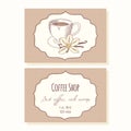 Sketched coffee cup with vanilla flower business