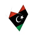 Sketched crooked heart with Libya flag