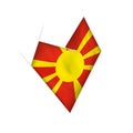 Sketched crooked heart with Macedonia flag