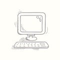 Sketched desktop computer icon Royalty Free Stock Photo