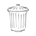 Sketched empty trash bin desktop icon. Doodle design element in vector, trash can vector sketch illustration