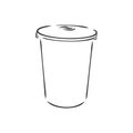 Sketched empty trash bin desktop icon. Doodle design element in vector, trash can vector sketch illustration