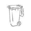 Sketched empty trash bin desktop icon. Doodle design element in vector, trash can vector sketch illustration