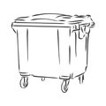 Sketched empty trash bin desktop icon. Doodle design element in vector, trash can vector sketch illustration