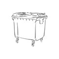 Sketched empty trash bin desktop icon. Doodle design element in vector, trash can vector sketch illustration