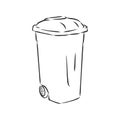 Sketched empty trash bin desktop icon. Doodle design element in vector, trash can vector sketch illustration