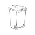 Sketched empty trash bin desktop icon. Doodle design element in vector, trash can vector sketch illustration