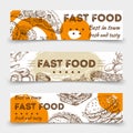 Sketched fast food vector banners template design