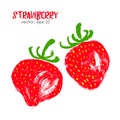 Sketched fruit illustration of strawberry. Royalty Free Stock Photo