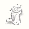 Sketched full trash bin desktop icon Royalty Free Stock Photo