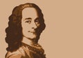 Portrait of Voltaire, famous French philosopher of the Enlightenment.