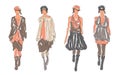 Sketched Retro Fashion Women Models