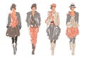 Sketched Retro Fashion Women Models