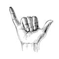 Sketched shaka hand Royalty Free Stock Photo