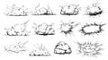 Sketches Depicting Various Explosive Cloud Shapes and Effects, Created in a Simple Artistic Style Royalty Free Stock Photo